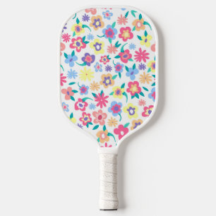 Cute colourful spring flowers pattern bowl pickleball paddle