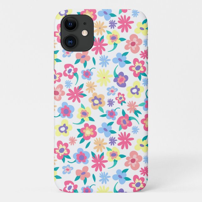 Cute colourful spring flowers pattern Case-Mate iPhone case (Back)