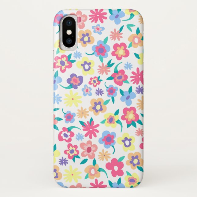 Cute colourful spring flowers pattern Case-Mate iPhone case (Back)