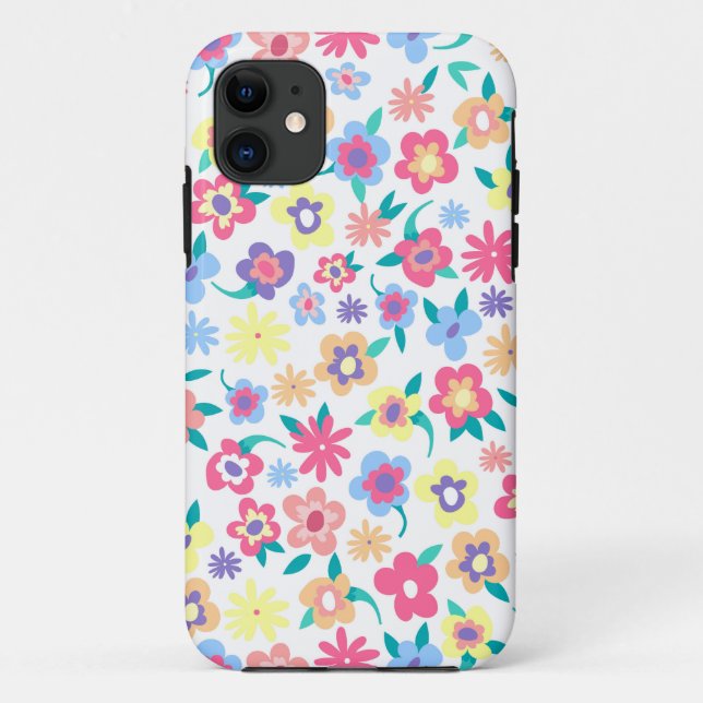 Cute colourful spring flowers pattern Case-Mate iPhone case (Back)
