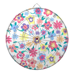 Cute colourful spring flowers pattern dartboard