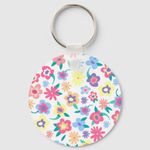 Cute colourful spring flowers pattern keychain