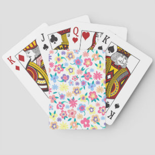 Cute colourful spring flowers pattern playing cards