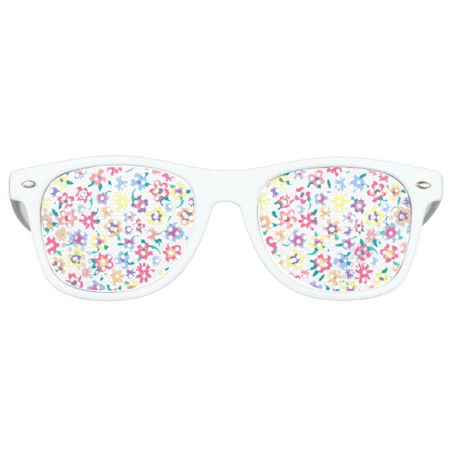Cute colourful spring flowers pattern retro sunglasses (Front)