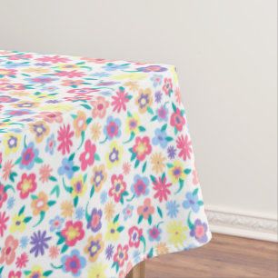 Cute  colourful spring flowers pattern tablecloth