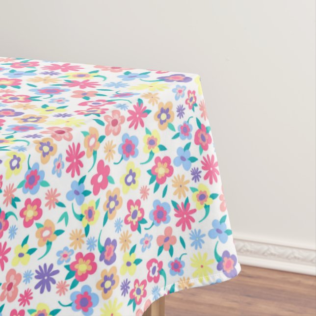 Cute  colourful spring flowers pattern tablecloth (In Situ)