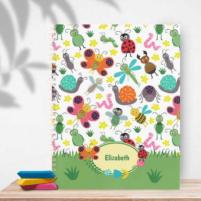 Cute Colourful Spring Insects Pattern Kids School Notebook (Creator Uploaded)