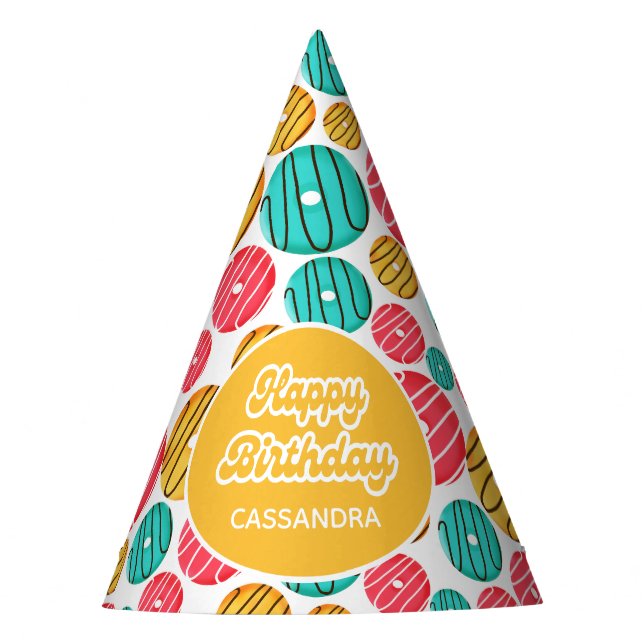 Cute Colourful Sprinkle Doughnut  Party Hat (Front)