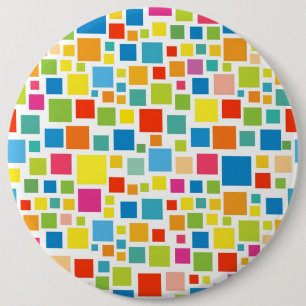Cute colourful squares patterns 6 inch round button