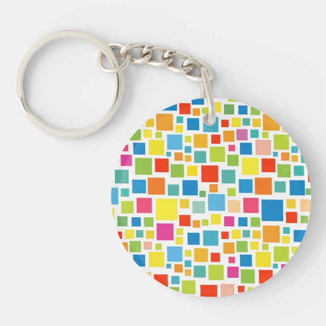 Cute colourful squares patterns keychain (Front)