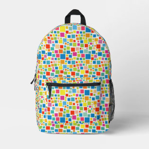 Cute colourful squares patterns printed backpack