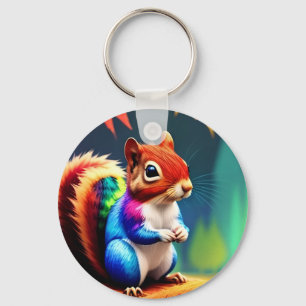  Cute Colourful Squirrel Digital Artwork  Keychain