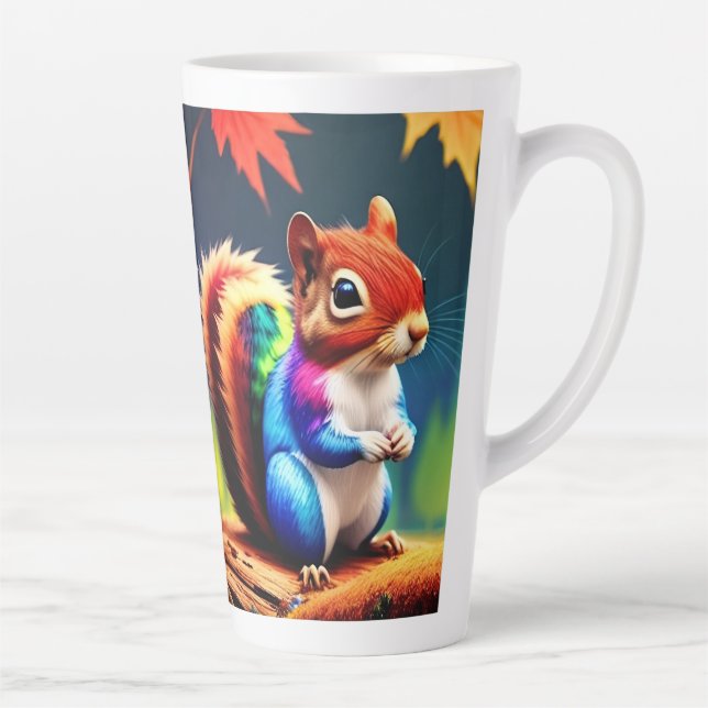  Cute Colourful Squirrel Digital Artwork  Latte Mug (Right)