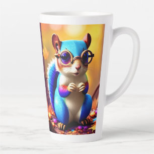  Cute Colourful Squirrel with Glasses Latte Mug