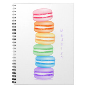 cute colourful stack of macarons personalized notebook