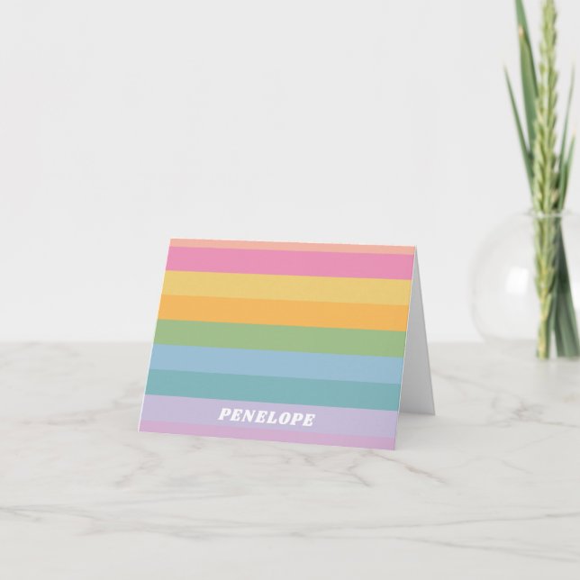 Cute Colourful Striped Pastel Pattern Personalized Card (Front)