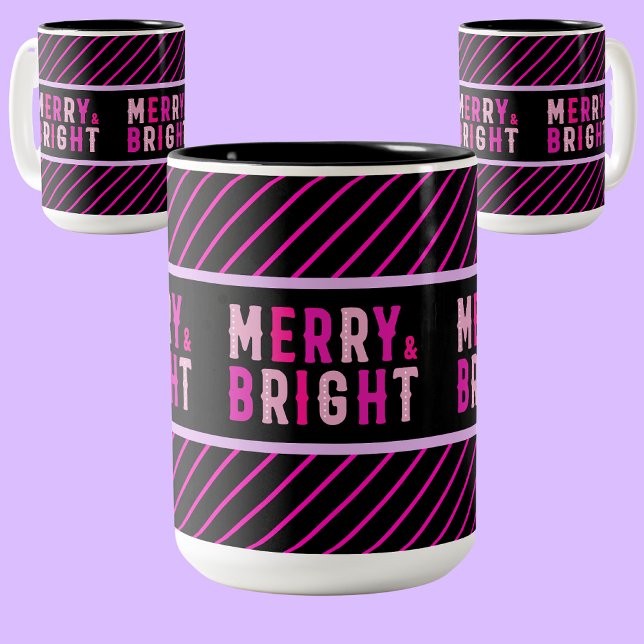 Cute Colourful Striped Pattern, Christmas Gift Two-Tone Coffee Mug (Creator Uploaded)
