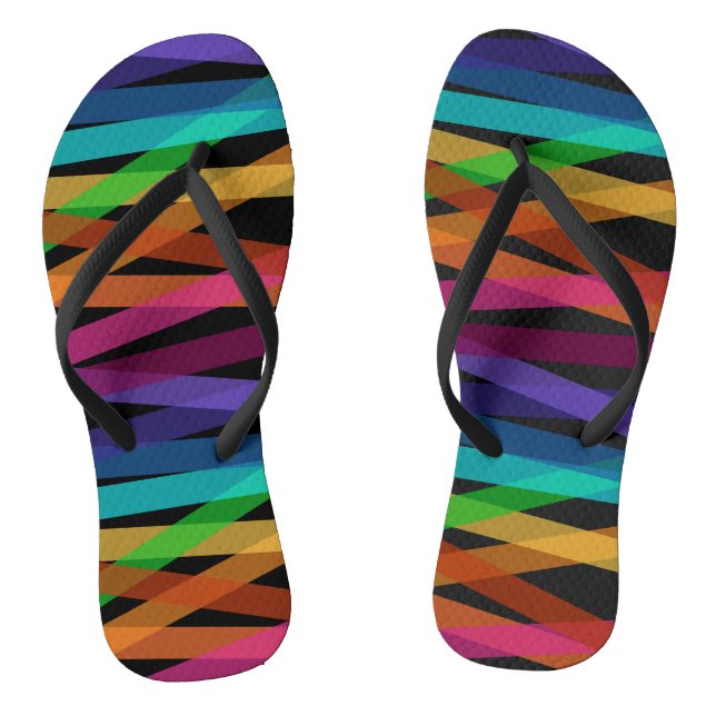 Cute Colourful Striped Pattern  Flip Flops (Footbed)