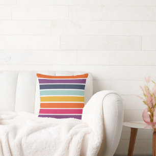 Cute Colourful Striped Pattern  Flip Flops Throw Pillow