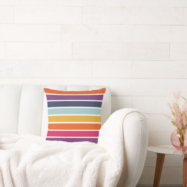 Cute Colourful Striped Pattern  Flip Flops Throw Pillow (Couch)