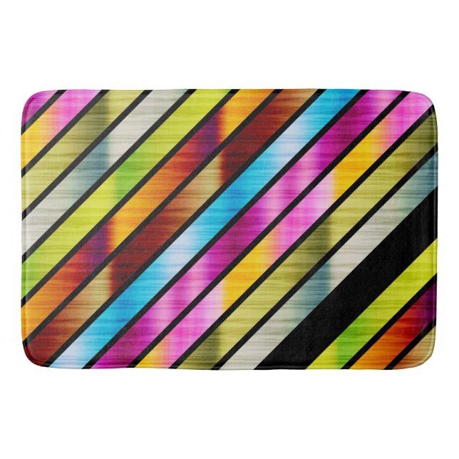Cute colourful stripes bath mat (Front)