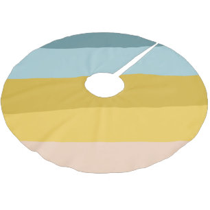 Cute Colourful Stripes Colour Block in Pastel Blue Brushed Polyester Tree Skirt