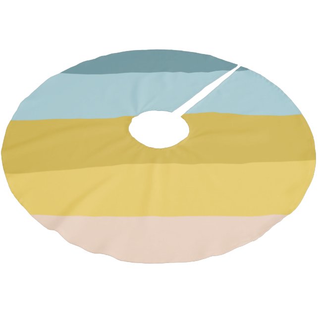 Cute Colourful Stripes Colour Block in Pastel Blue Brushed Polyester Tree Skirt (Angled)