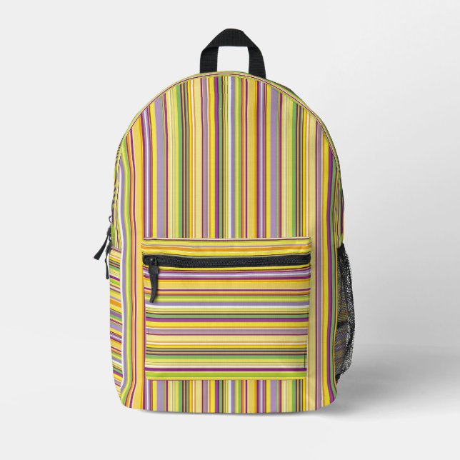 Cute colourful stripes design printed backpack (Front)