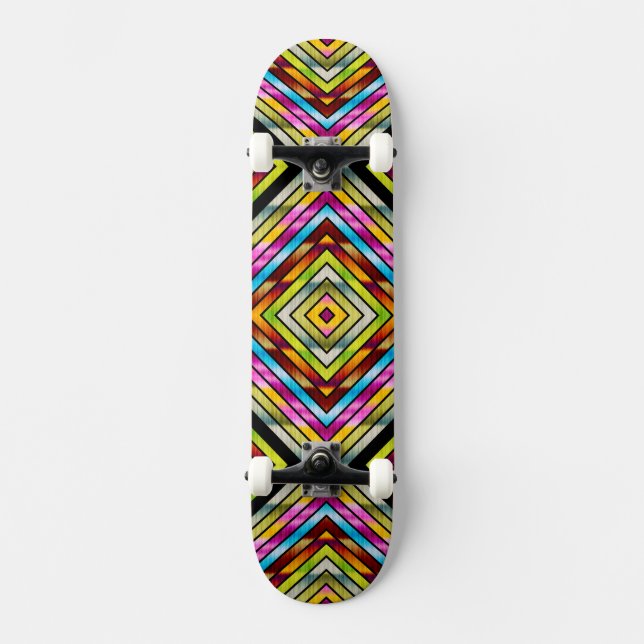 Cute colourful stripes skateboard (Front)