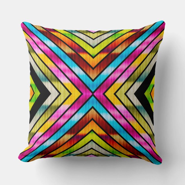 Cute colourful stripes throw pillow (Front)