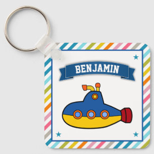 Cute Colourful Submarine Nautical Kids Name Keychain