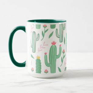 Cute Colourful Succulent Cactus Pattern Mug