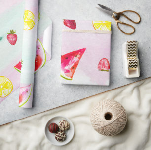 Cute Colourful Summer Fruit Baby Shower Wrapping Paper