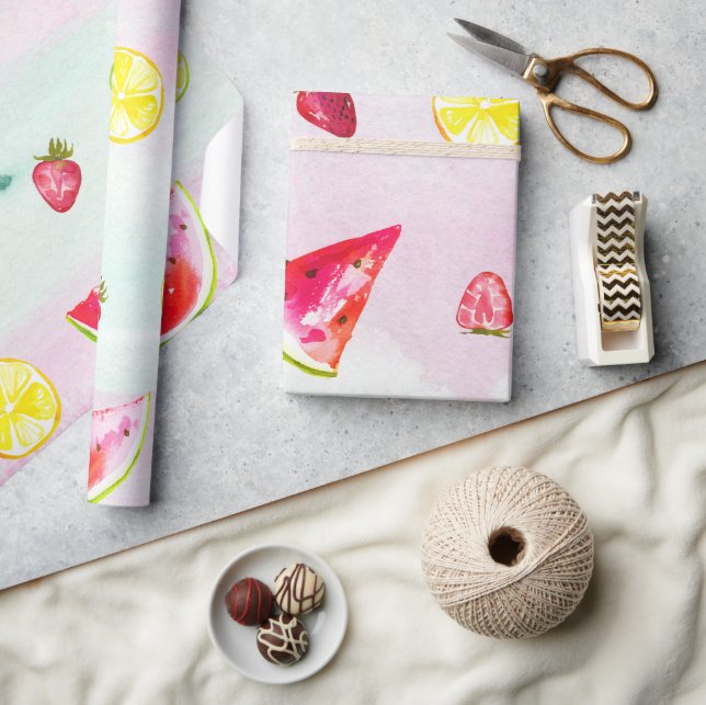 Cute Colourful Summer Fruit Baby Shower Wrapping Paper (Crafts)