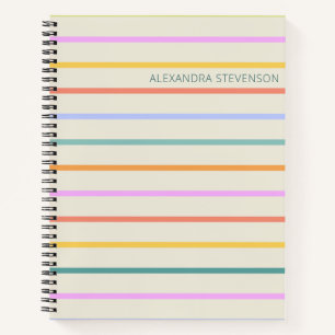 Cute Colourful Summer Stripes Personalized Notebook