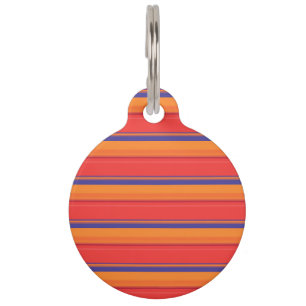 Cute colourful summer stripes pet tag
