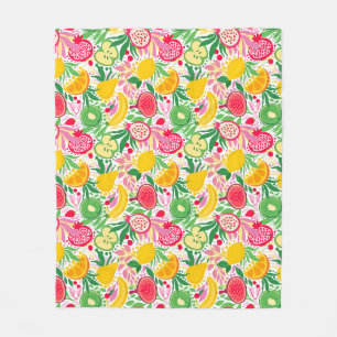 Cute Colourful Summer Tropical Fruit Fun Pattern Fleece Blanket