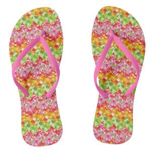 Cute colourful summer zigzag pattern flip flops