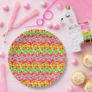 Cute colourful summer zigzag pattern paper plate