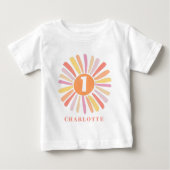 Cute Colourful Sunshine 1st Birthday Personalized Baby T-Shirt (Front)