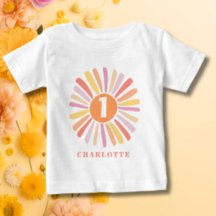Cute Colourful Sunshine 1st Birthday Personalized Baby T-Shirt