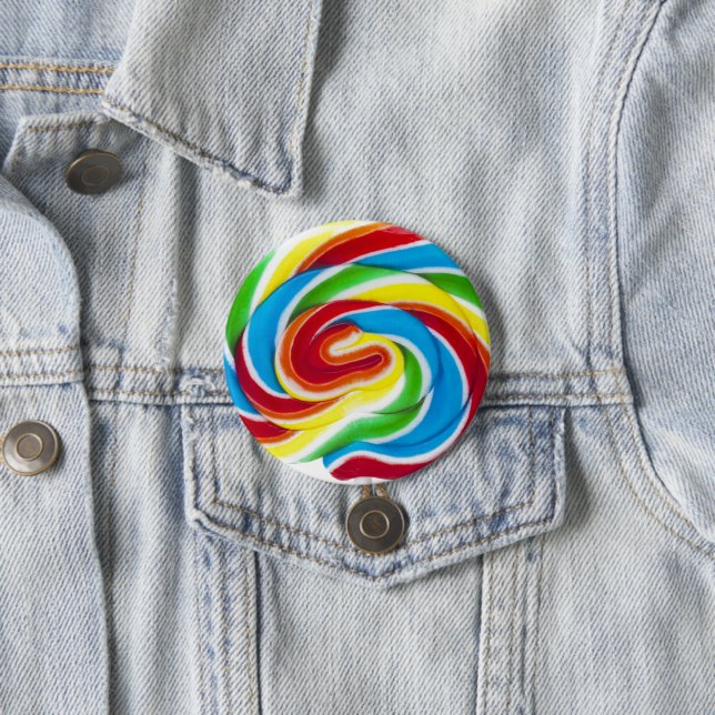 Cute Colourful Sweet Candy Rainbow Lollipop 3 Inch Round Button (In Situ)