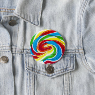 Cute Colourful Sweet Candy Rainbow Lollipop 3 Inch Round Button