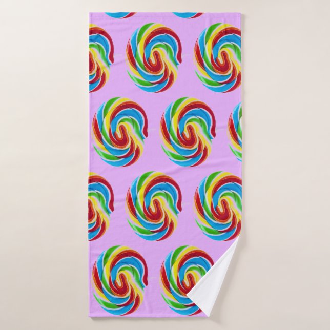Cute Colourful Sweet Candy Rainbow Lollipop Bath Towel (Bath Towel)