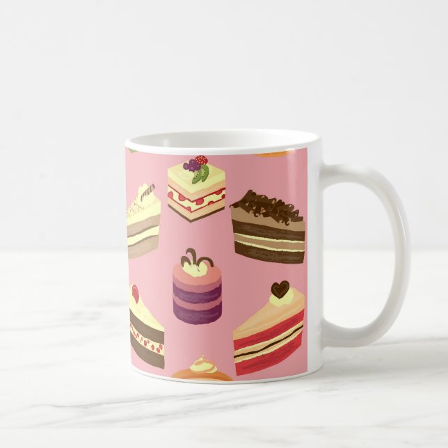 Cute Colourful Tea Cakes Illustration Pattern Coffee Mug (Right)