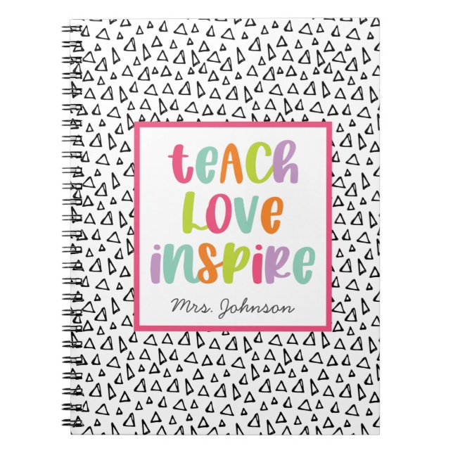 Cute Colourful Teacher Appreciation Boho Triangles Notebook (Front)