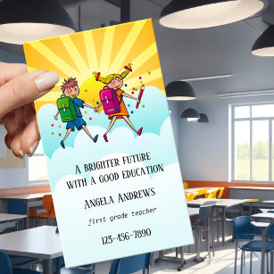 Cute Colourful Teacher Business Card