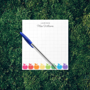 Cute Colourful Teacher's Apple Personalized Name Notepad