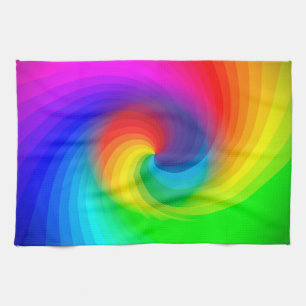 Cute Colourful Tie Dye Rainbow Swirl Art Pattern Kitchen Towel