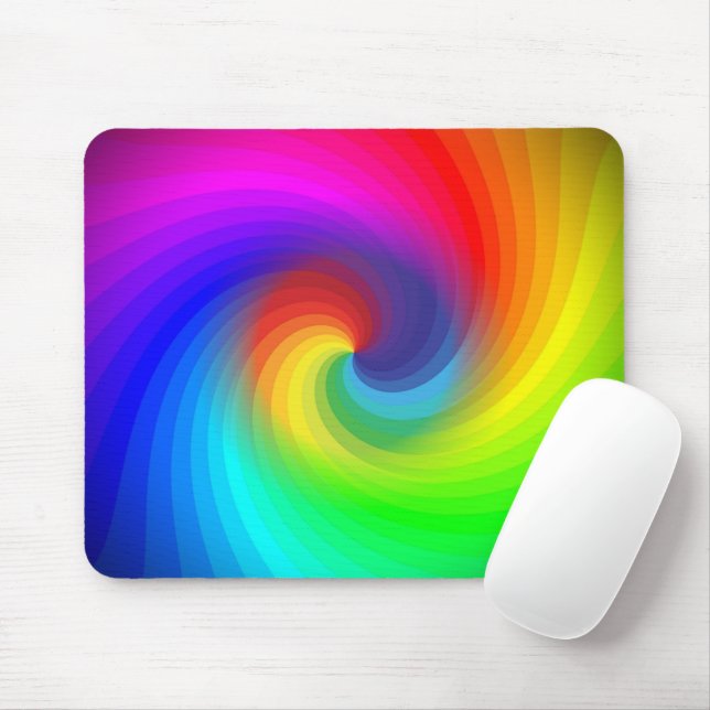 Cute Colourful Tie Dye Rainbow Swirl Art Pattern Mouse Pad (With Mouse)
